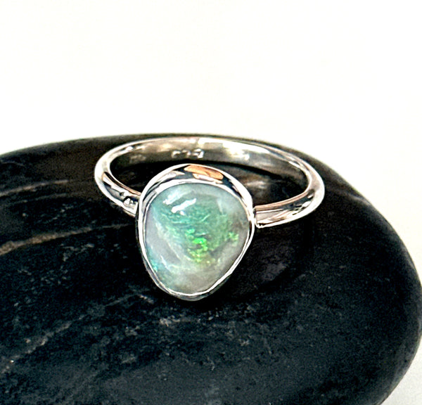 Mintabie Opal Sterling Silver Ring
