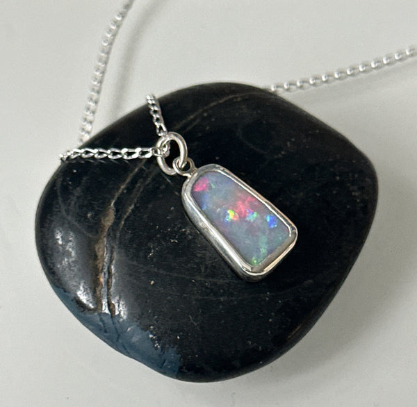 Coober Pedy Opal Sterling Silver Pendant Necklace