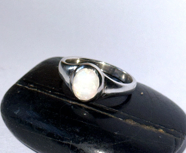 Coober Pedy Opal Sterling Silver Signet Ring
