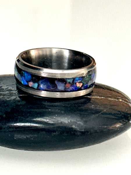 Titanium Opal Inlay Ring Band