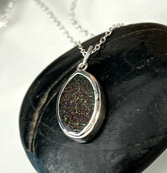 Boulder Opal Fairy Matrix Sterling Silver Pendant Necklace