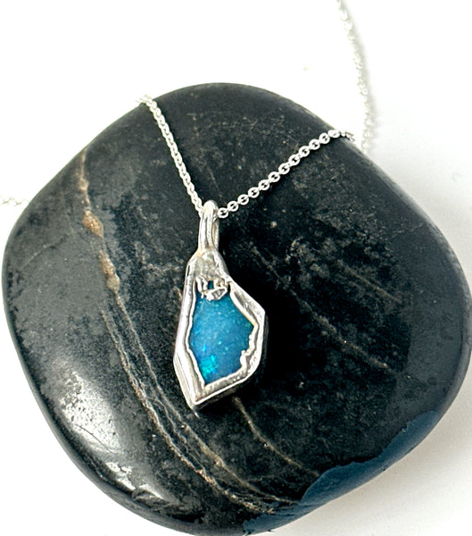 Lightning Ridge electroformed Opal Pendant Necklace