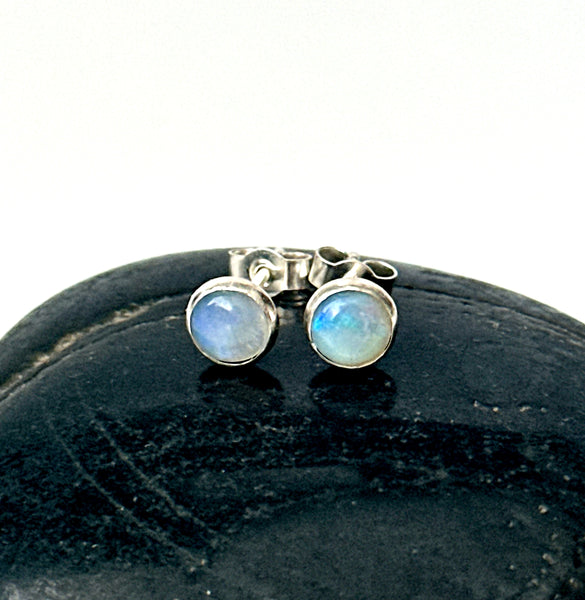 Lightning Ridge Solid Opal Sterling Silver Stud Earrings