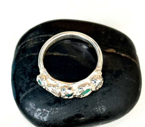 5 Opal Silver Ring