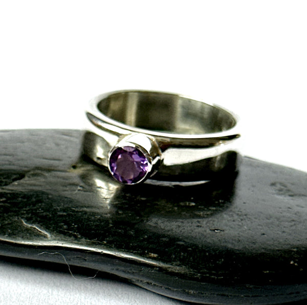 Faceted Amethyst Sterling Silver Ring