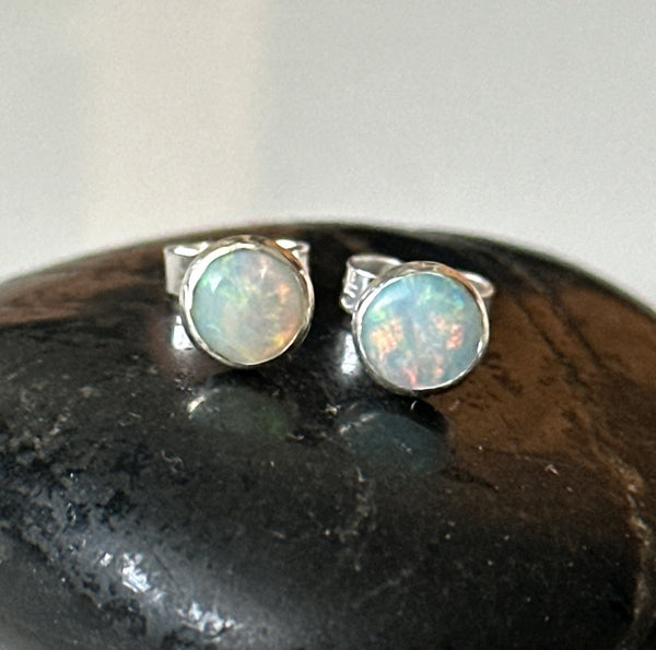 Coober Pedy Opal Sterling Silver Stud Earrings