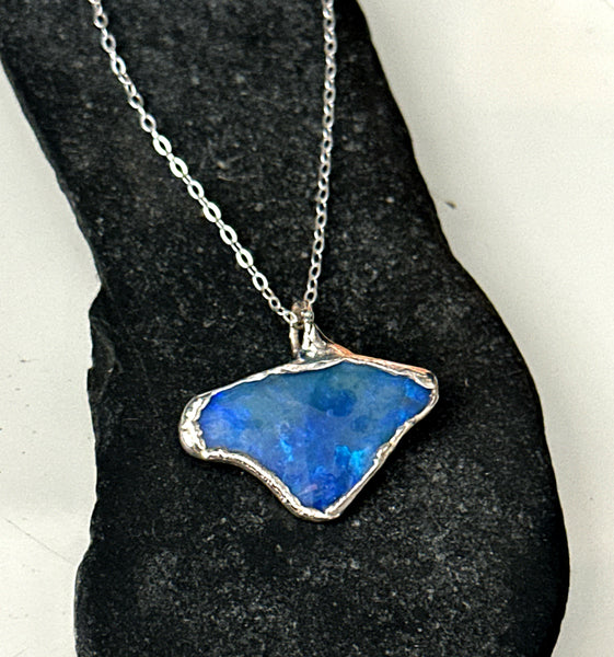 Mintabie Opal Silver Formed Pendant Necklace