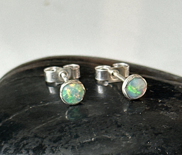 Lightning Ridge Opal Sterling Silver Stud Earrings