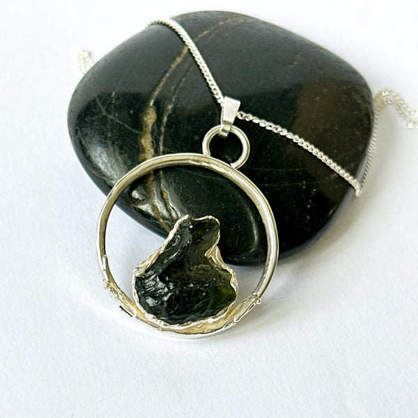 Moldavite Silver Pendant Necklace