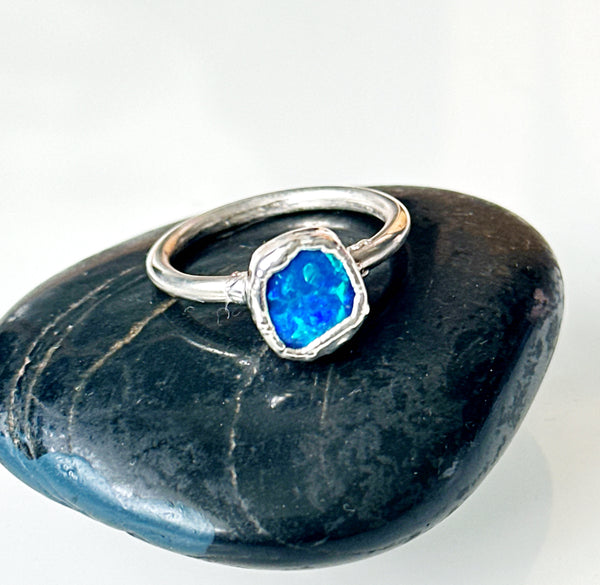 Lightning Ridge Opal Silver Ring