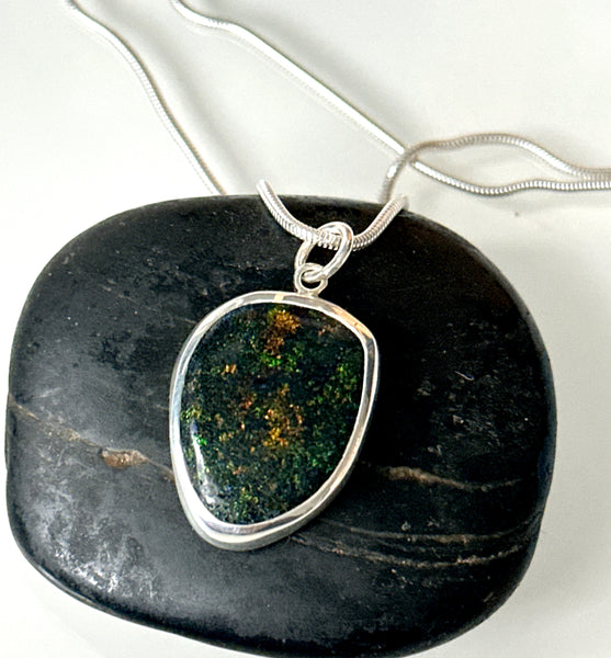 Andamooka Matrix Opal Sterling Silver Pendant Necklace