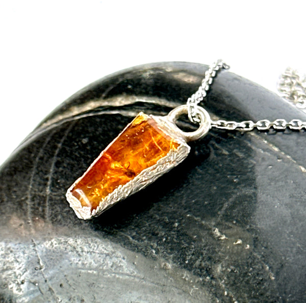 Baltic Amber Silver Formed Pendant Necklace