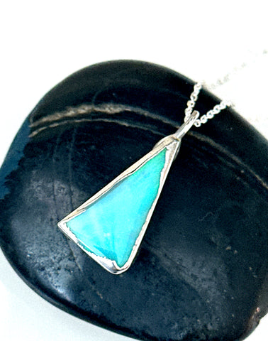 Opal Silver & Copper Formed Pendant Necklace