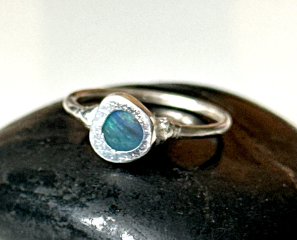 Lightning Ridge Opal Silver Ring