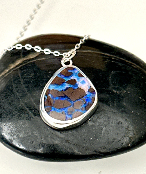 Boulder Opal Sterling Silver Pendant Necklace
