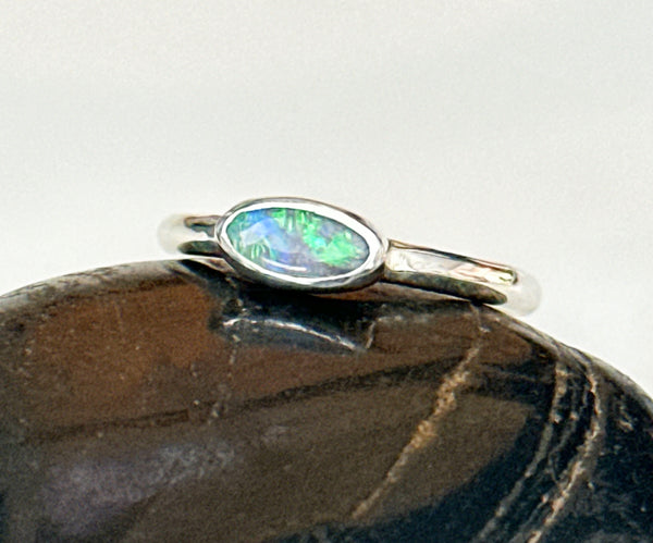 Lightning Ridge Opal Sterling Silver Ring