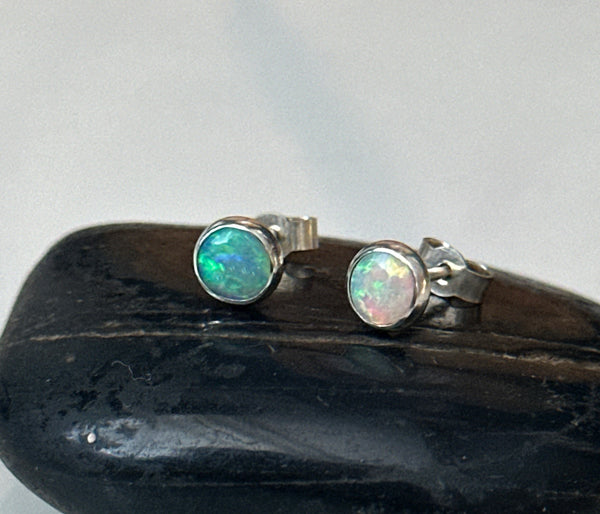 Coober Pedy Opal Sterling Silver Stud Earrings