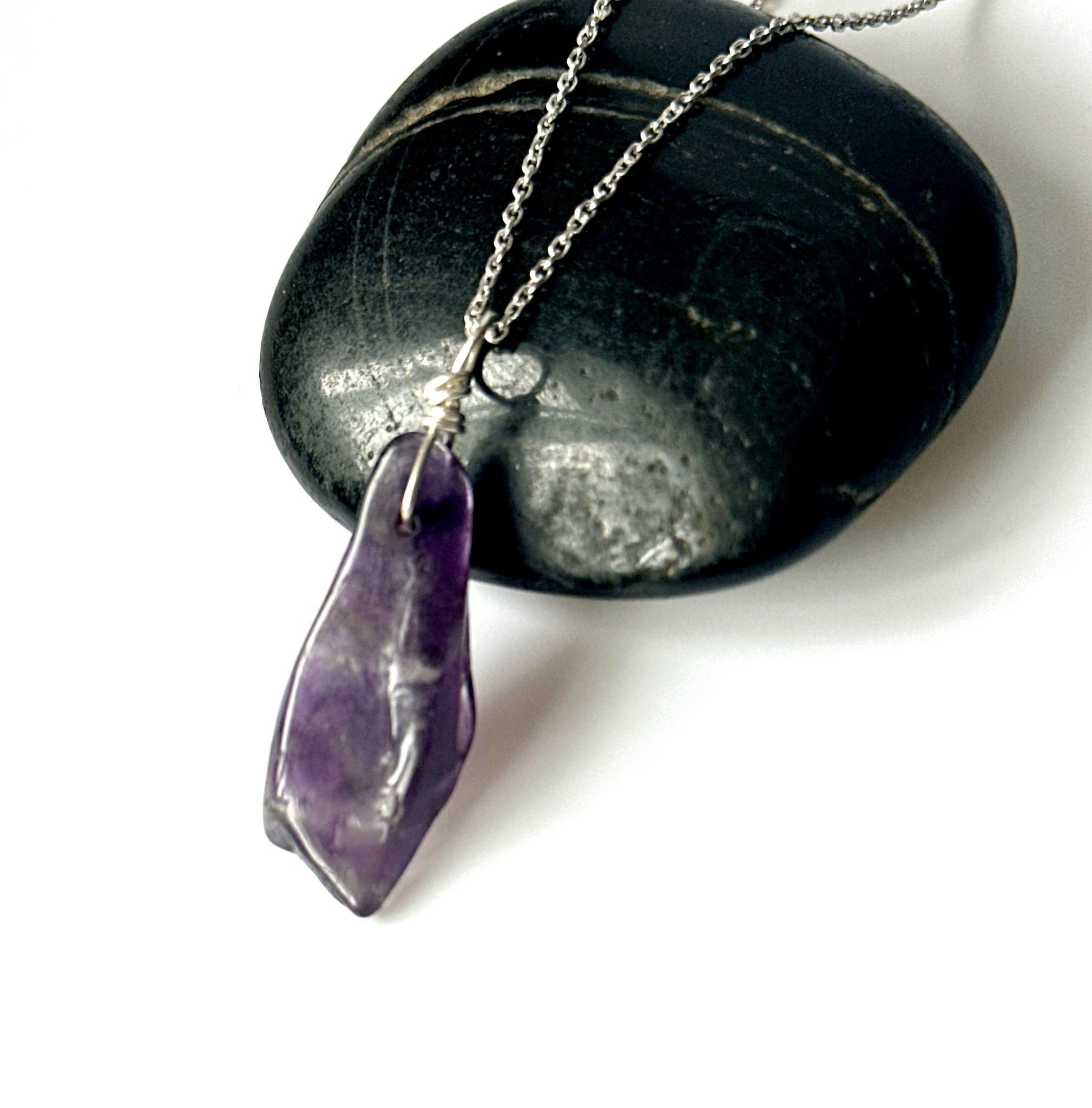 Amethyst Quartz Sterling Silver Pendant Necklace