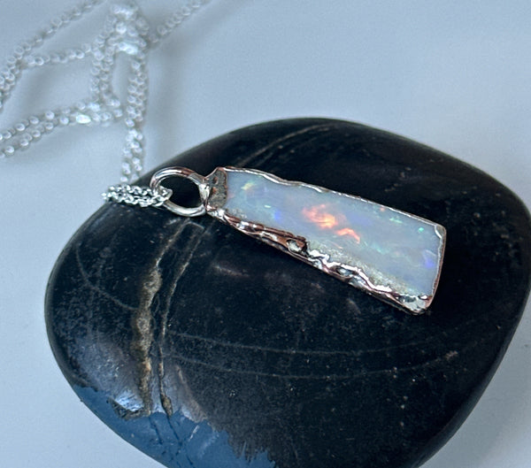 Coober Pedy Opal Copper & Silver Formed Pendant Necklace