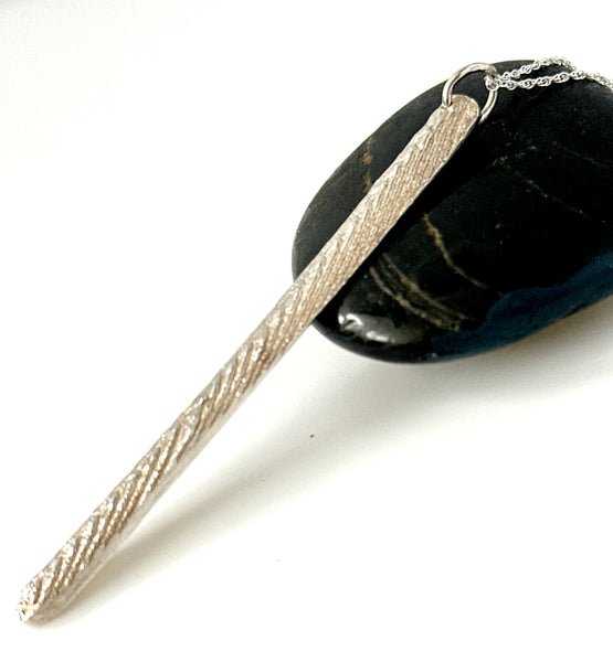 Cuttlefish Long Sterling Silver Pendant Necklace