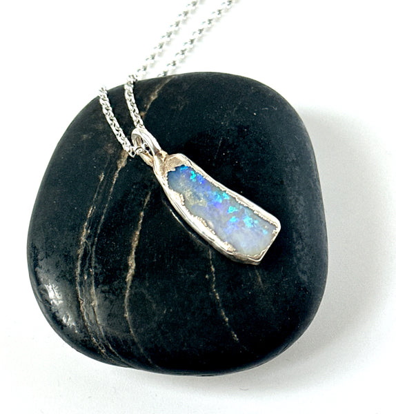 Lightning Ridge Opal Silver Pendant Necklace