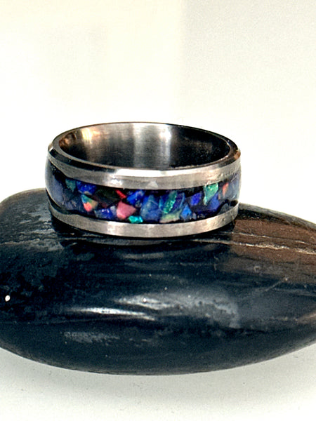 Titanium Opal Inlay Ring Band