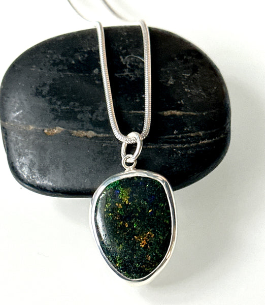 Andamooka Matrix Opal Sterling Silver Pendant Necklace