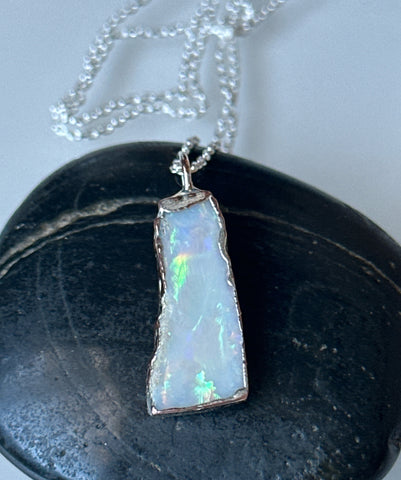 Coober Pedy Opal Copper & Silver Formed Pendant Necklace