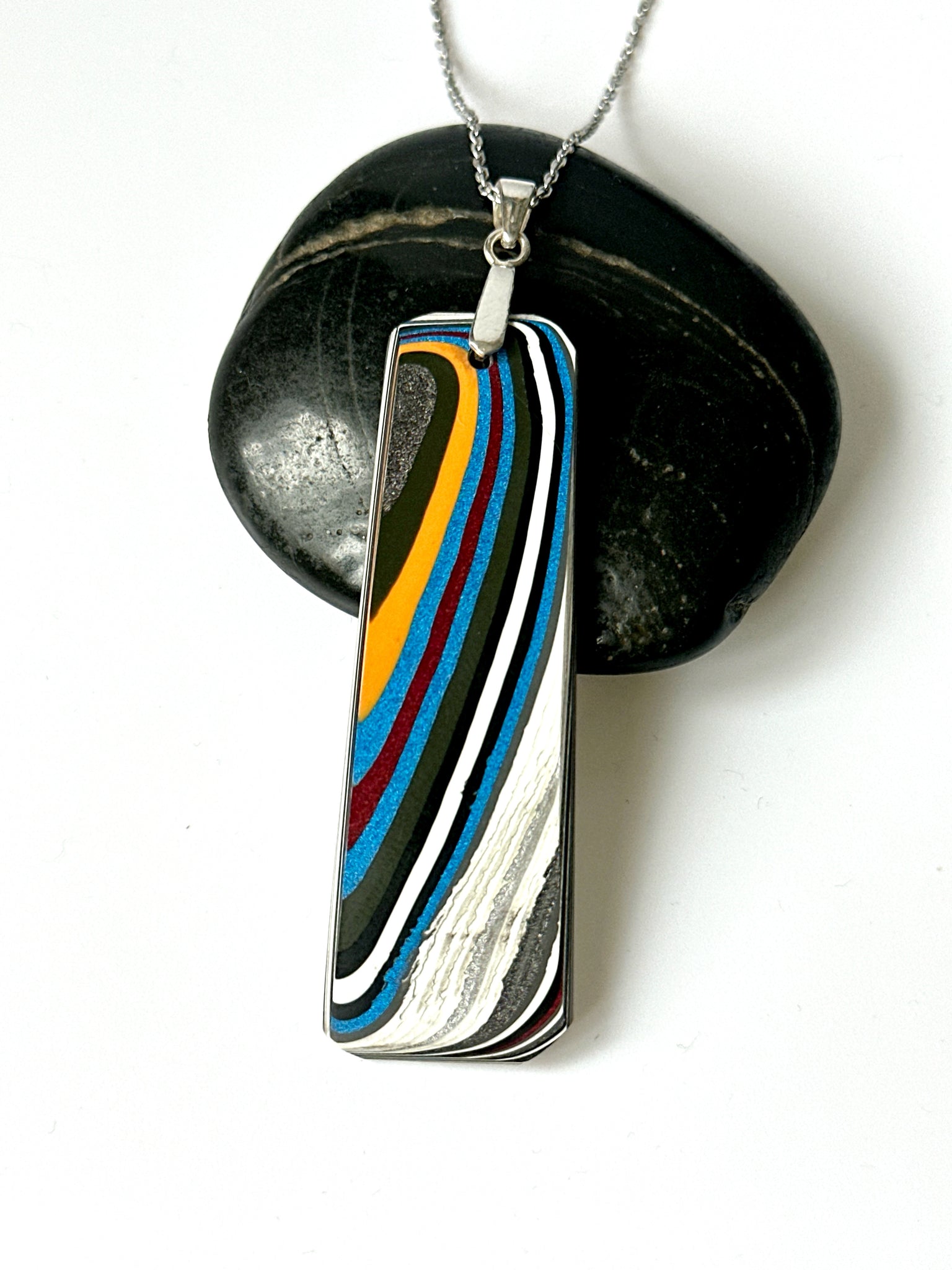 Fordite Sterling Silver Pendant Necklace