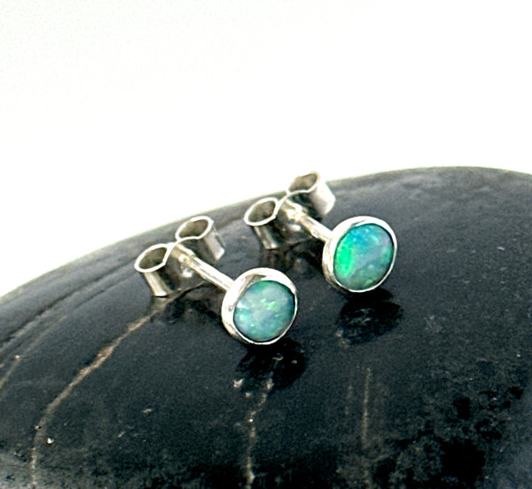 Coober Pedy Opal Stud Silver Earrings