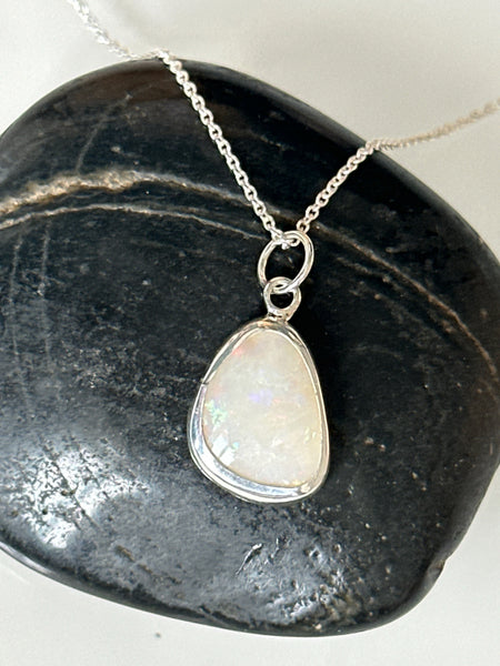 Solid Coober Pedy Opal Sterling Silver Pendant Necklace