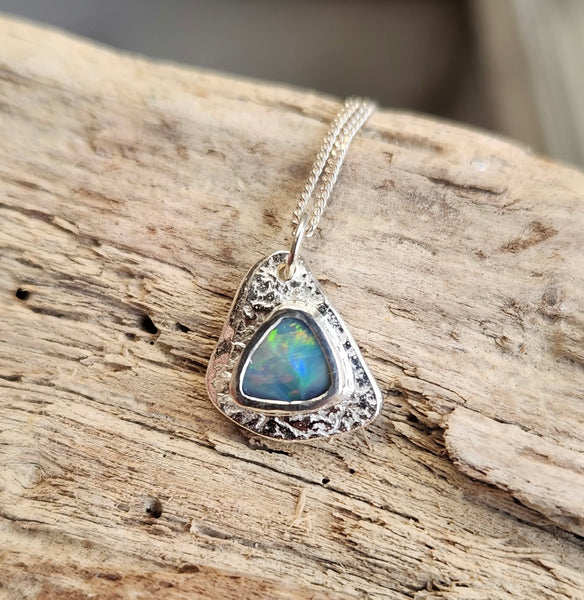 Lightning Ridge Opal Sterling Silver Pendant Necklace