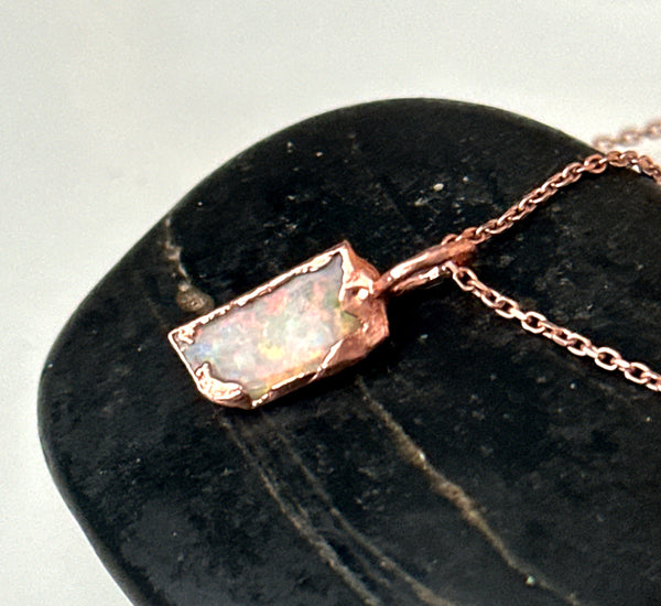 Coober Pedy Opal Rose Gold Pendant Necklace