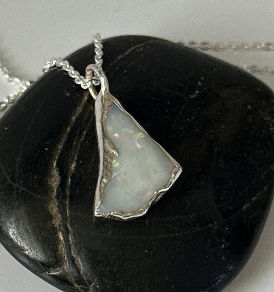 Coober Pedy Opal Silver Pendant Necklace