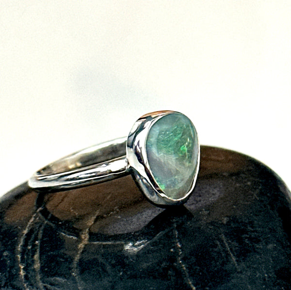 Mintabie Opal Sterling Silver Ring