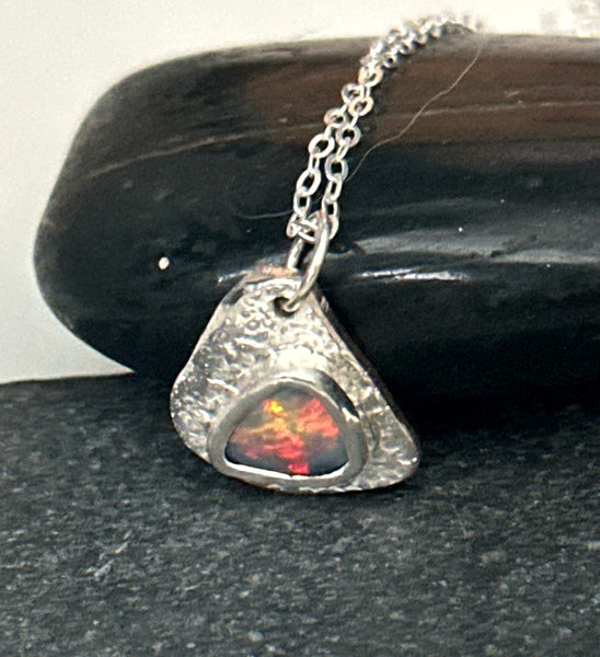 Lightning Ridge Opal Sterling Silver Pendant Necklace