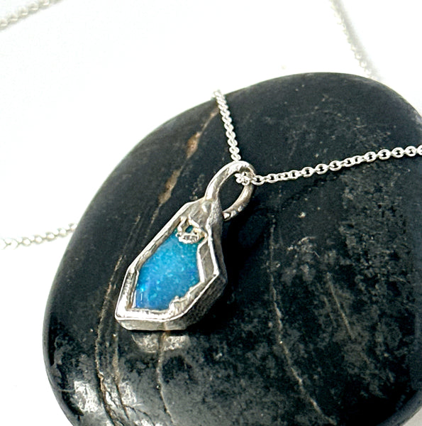 Lightning Ridge electroformed Opal Pendant Necklace
