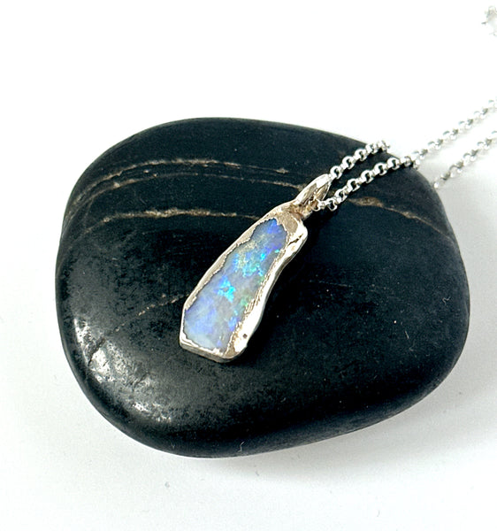 Lightning Ridge Opal Silver Pendant Necklace