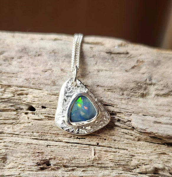 Lightning Ridge Opal Sterling Silver Pendant Necklace