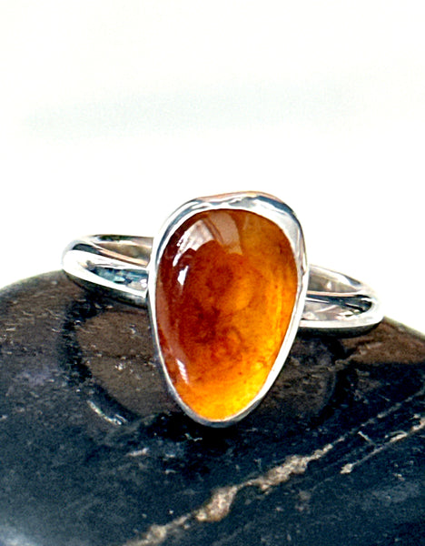 Burmese Amber Sterling Silver Ring