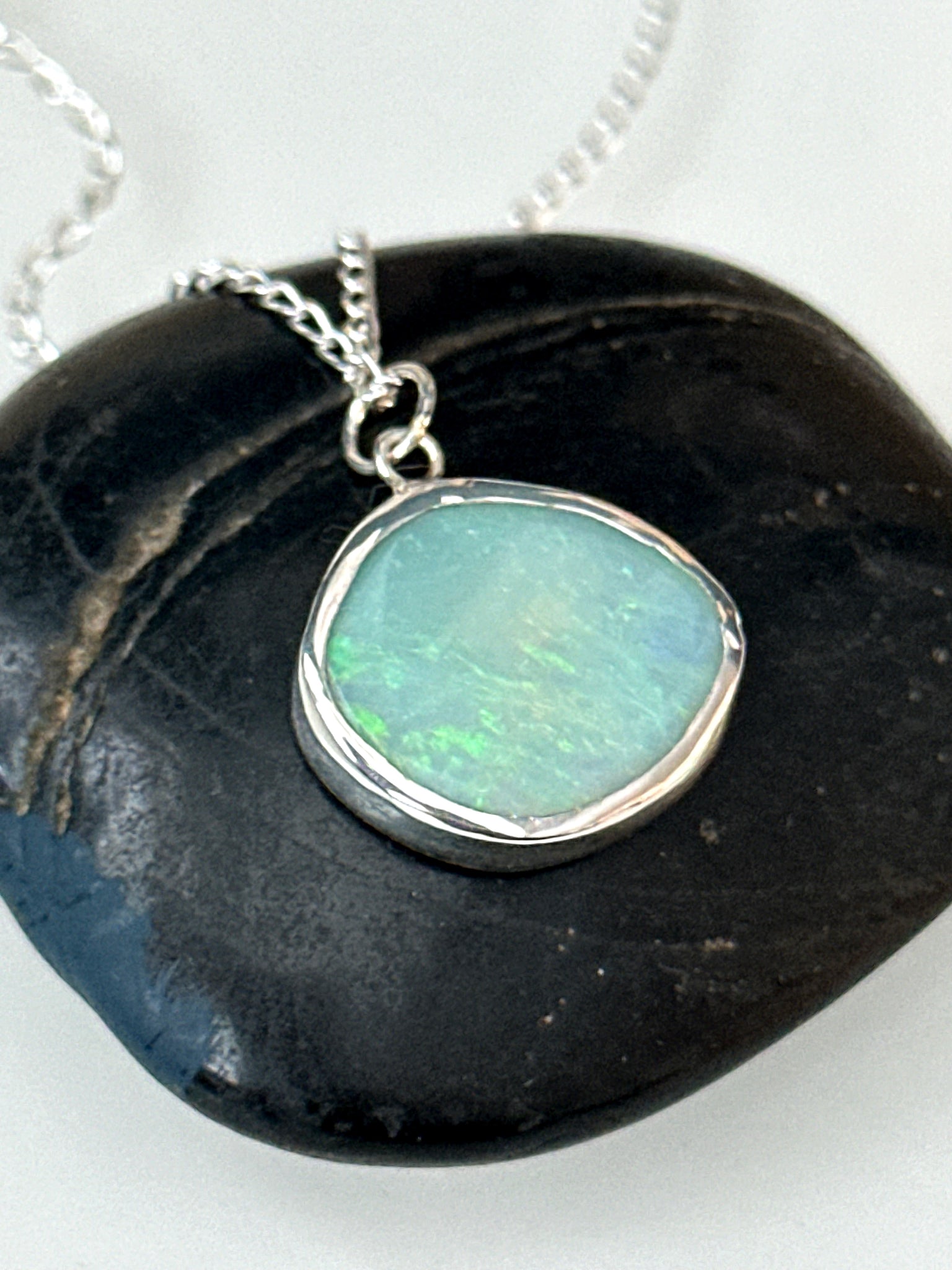 Coober Pedy Opal Silver Pendant Necklace