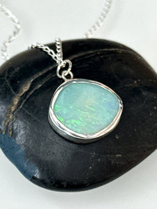 Coober Pedy Opal Silver Pendant Necklace