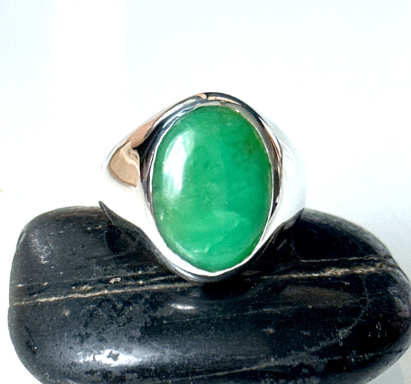 Chrysoprase Sterling Silver Signet Ring