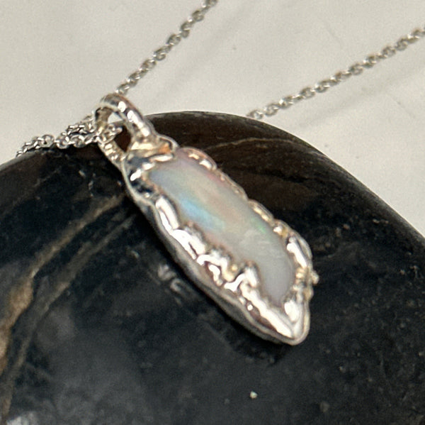 Coober Pedy Opal Silver Pendant Necklace