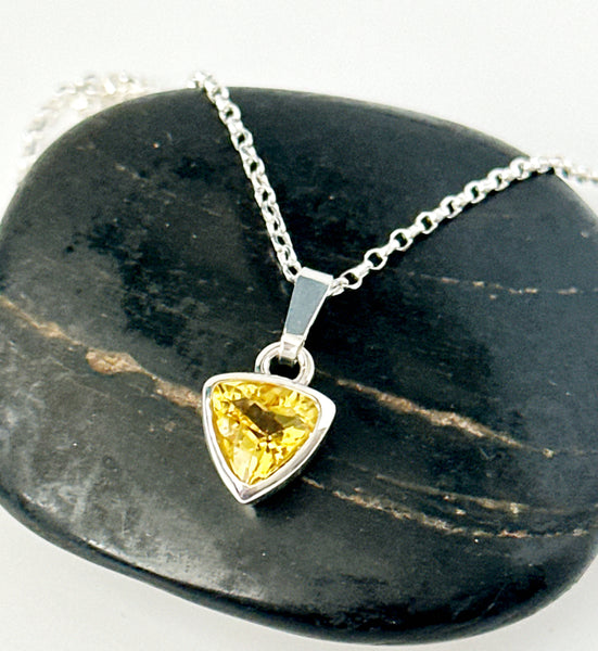 Faceted Citrine Sterling Silver Pendant Necklace