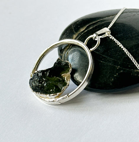 Moldavite Silver Pendant Necklace