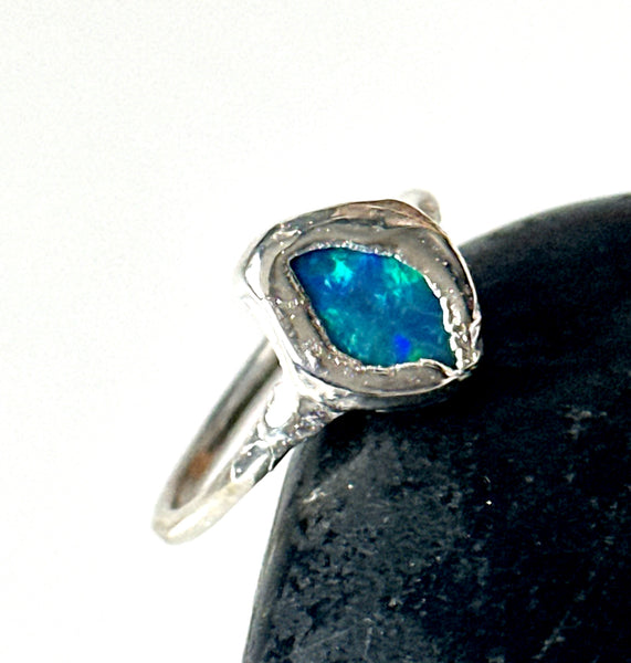 Lightning Ridge Opal Silver Ring