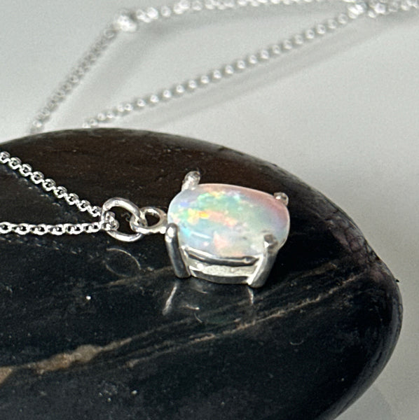 Coober Pedy Opal Sterling Silver Pendant Necklace