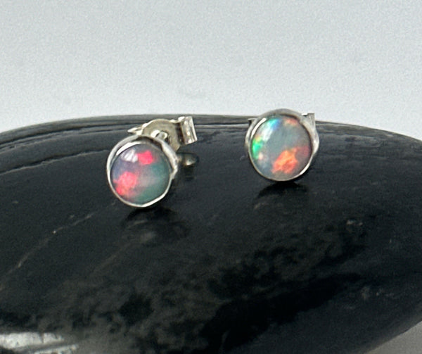 Coober Pedy Opal Silver Stud Earrings