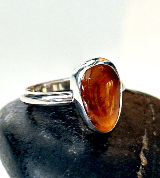 Burmese Amber Sterling Silver Ring
